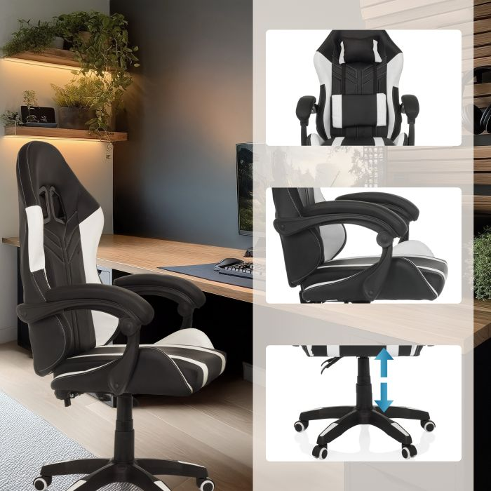 B-Ware My Buero Gamebreaker W02 Gamingstuhl Sessel Bürostuhl Schwarz Weiß