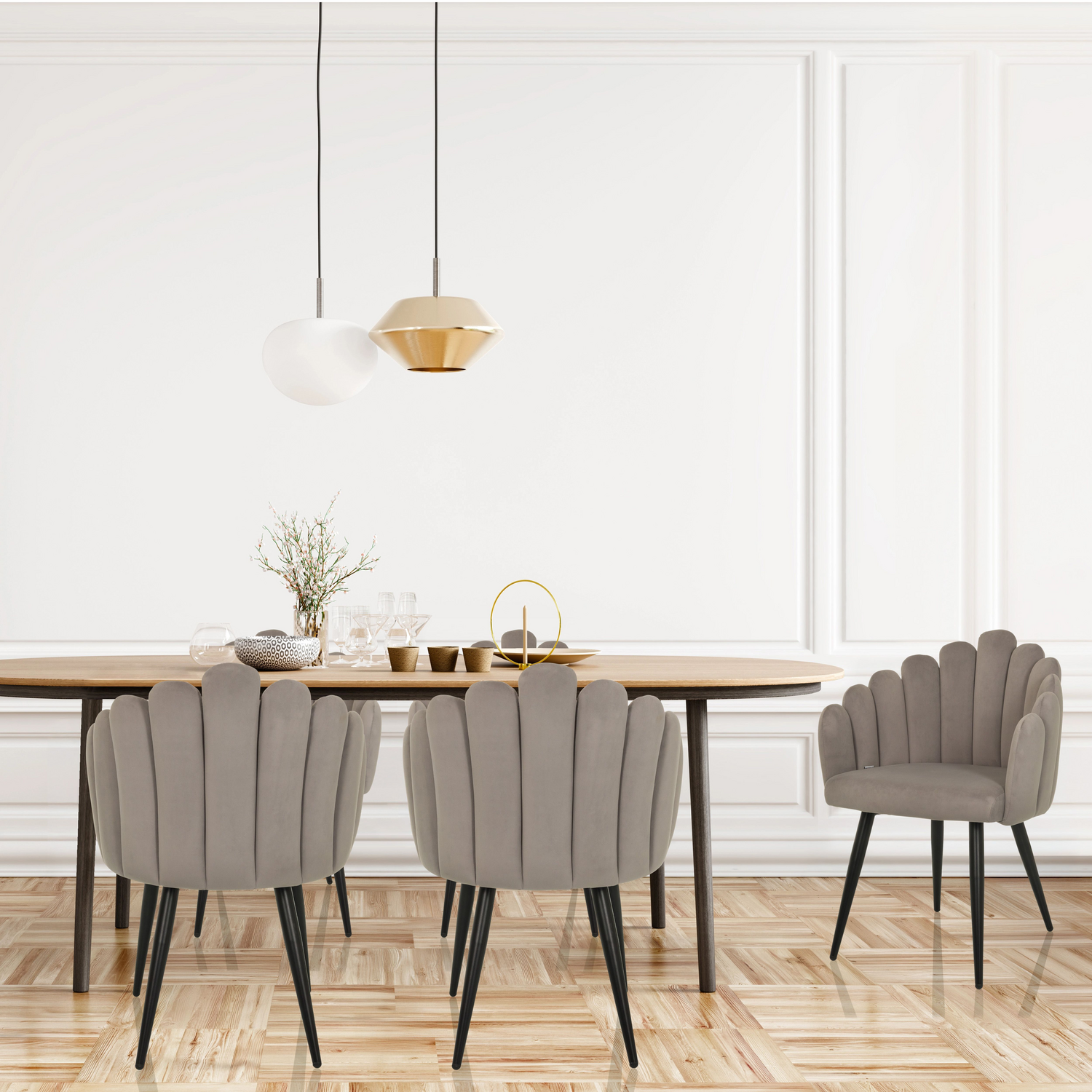 B-Ware Hjh Living Scallore Esszimmerstuhl Stuhl Sitzmöbel Muscheloptik Grau Siehe Text - 4064323107576