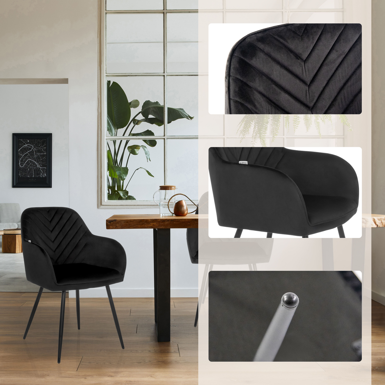 Hjh Living Esszimmerstuhl Stuhl Charvelle Samtstuhl Schwarz B-Ware - 4064323107606