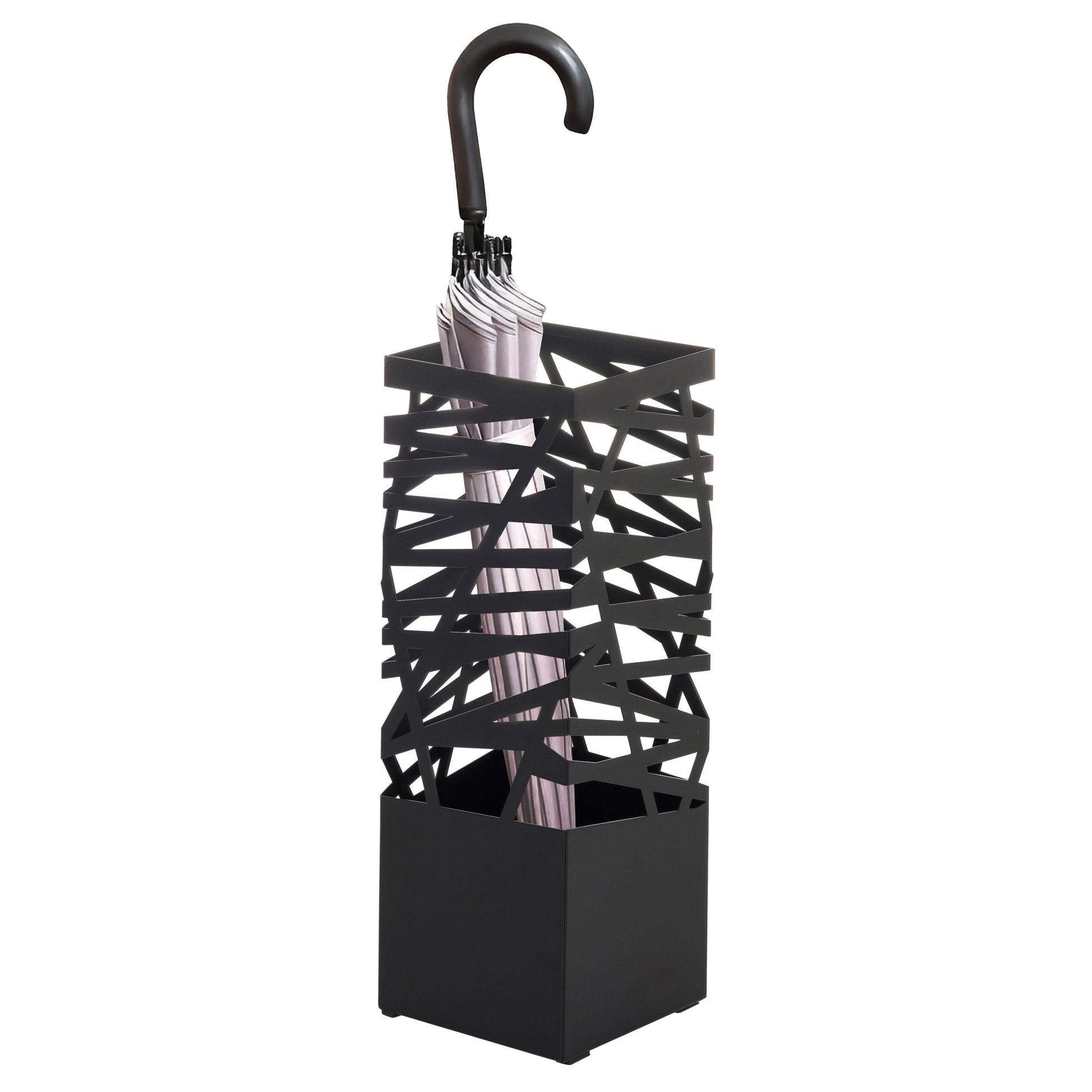 hjh LIVING PLUVARIS Schirmständer Metall Schirmhalter Stahl mit 2 Haken Schwarz - 4064323107682