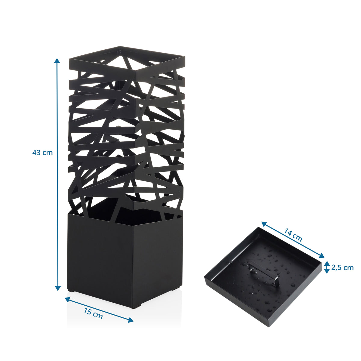 hjh LIVING PLUVARIS Schirmständer Metall Schirmhalter Stahl mit 2 Haken Schwarz - 4064323107682
