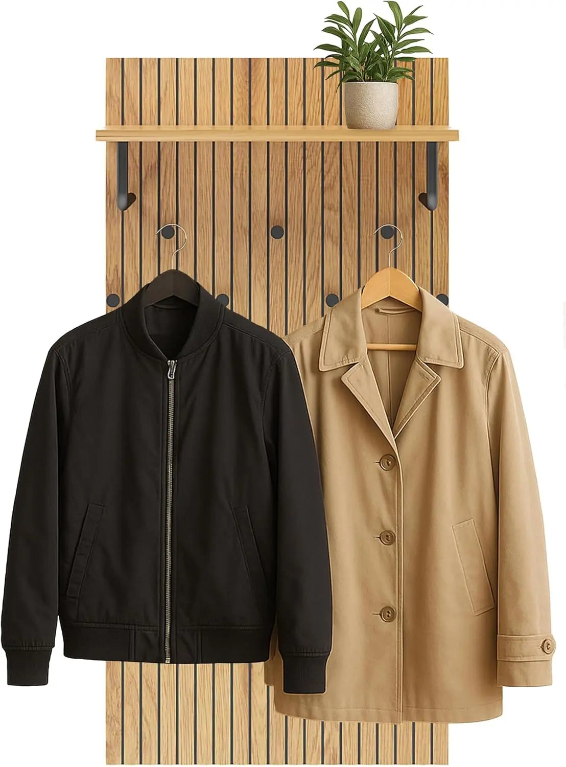 B-Ware Hjh Living Wandgarderobe Garderobenleiste Linno Space Eiche Schwarz Mdf Ablage - 4064323107880