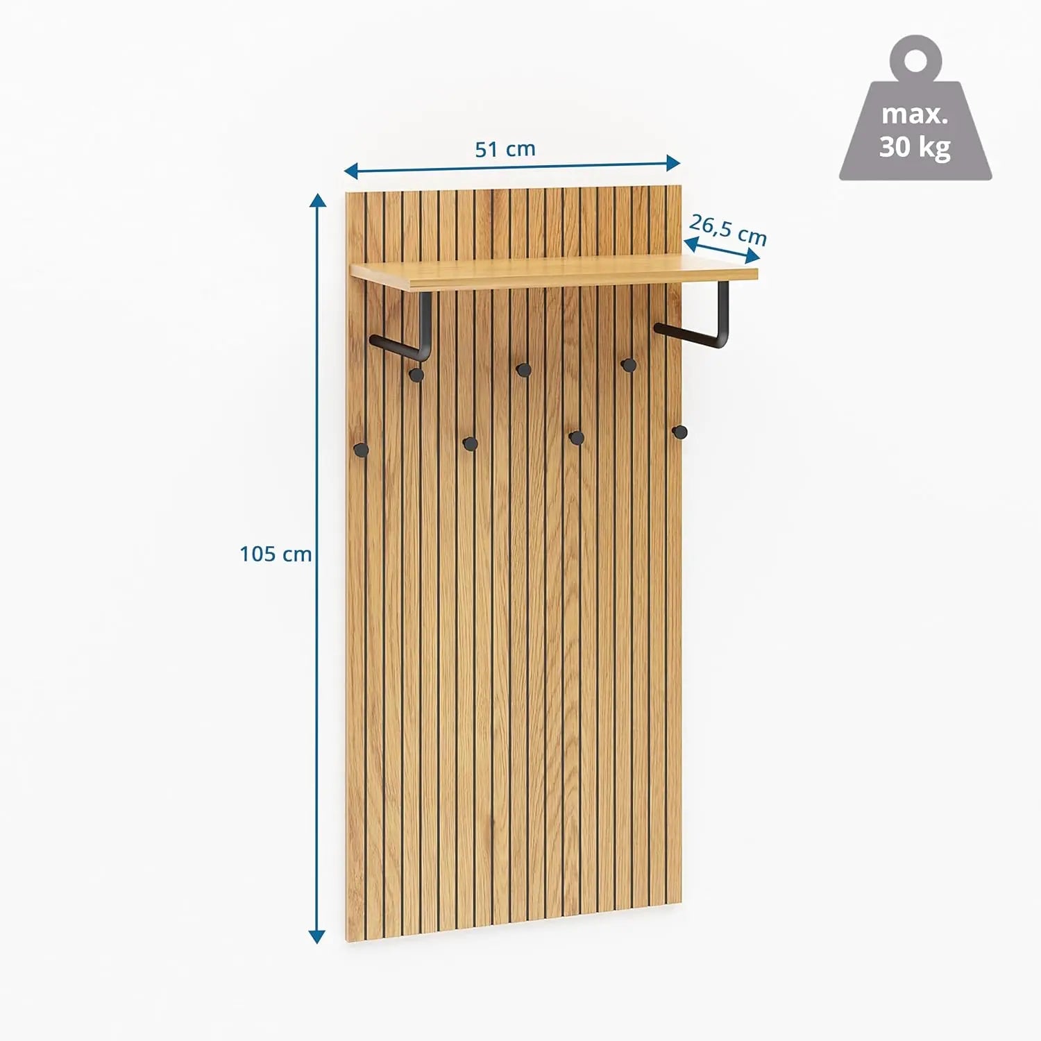 B-Ware Hjh Living Wandgarderobe Garderobenleiste Linno Space Eiche Schwarz Mdf Ablage - 4064323107880