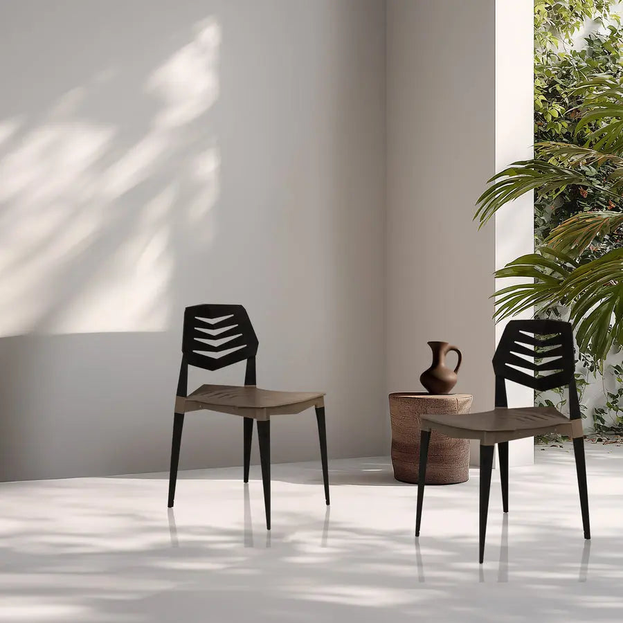 B-Ware Hjh Living Flecharo Outdoor Gartenstuhl Besucherstuhl Kunststoff Braun Schwarz - 4064323107958