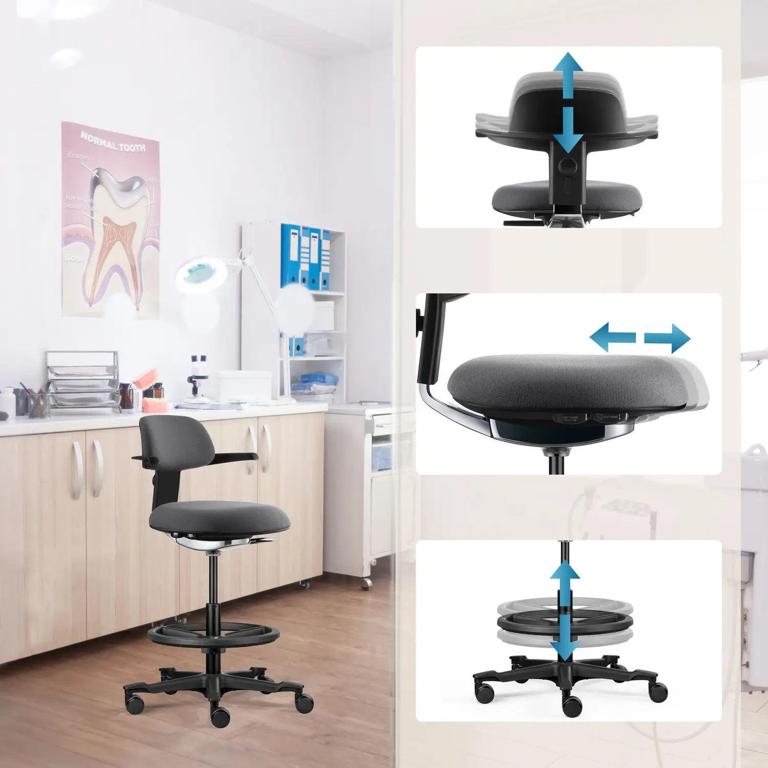 B-Ware Hjh Office Arbeitsstuhl Drehstuhl Top Work 40 Schwarz Dunkelgrau Stoff Stuhl - 4064323108047