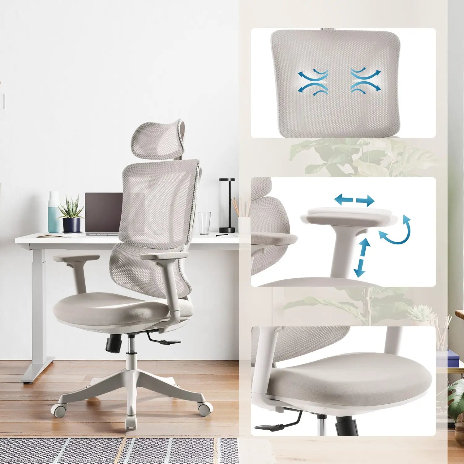 B-Ware My Buero Bürostuhl Drehstuhl Ergomy Stuhl 3 D Netzstoff Sitz Stoff Beige - 4064323108214