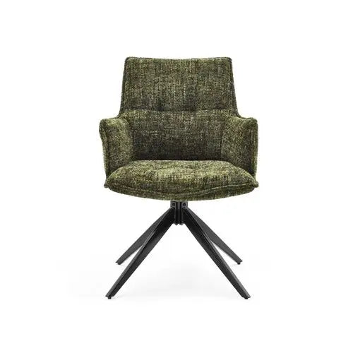 B-Ware Hjh Living Esszimmerstuhl Küchenstuhl Tavaro Stuhl Grün Stoff Armlehnen - 4064323108290