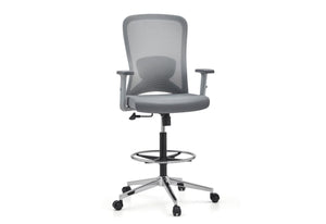 B-Ware HJH OFFICE Arbeitsstuhl Counterstuhl TOP WORK 44 W Sitz Stoff Rücken Netz grau