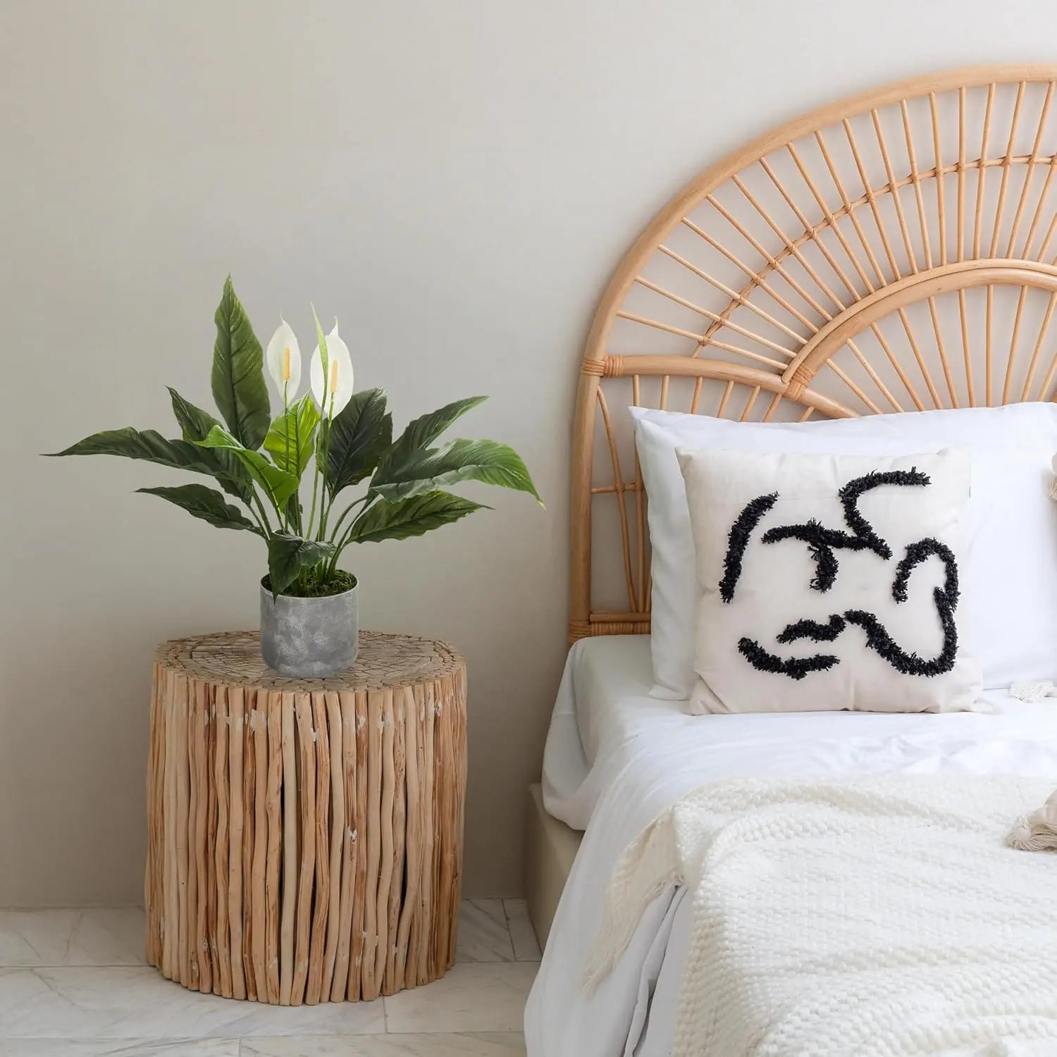 B-Ware Hjh Office Kunstpflanze Nachbildung Spathiphyllum 1 Grün Weiß Kunststoff 60x55cm - 4064323108580