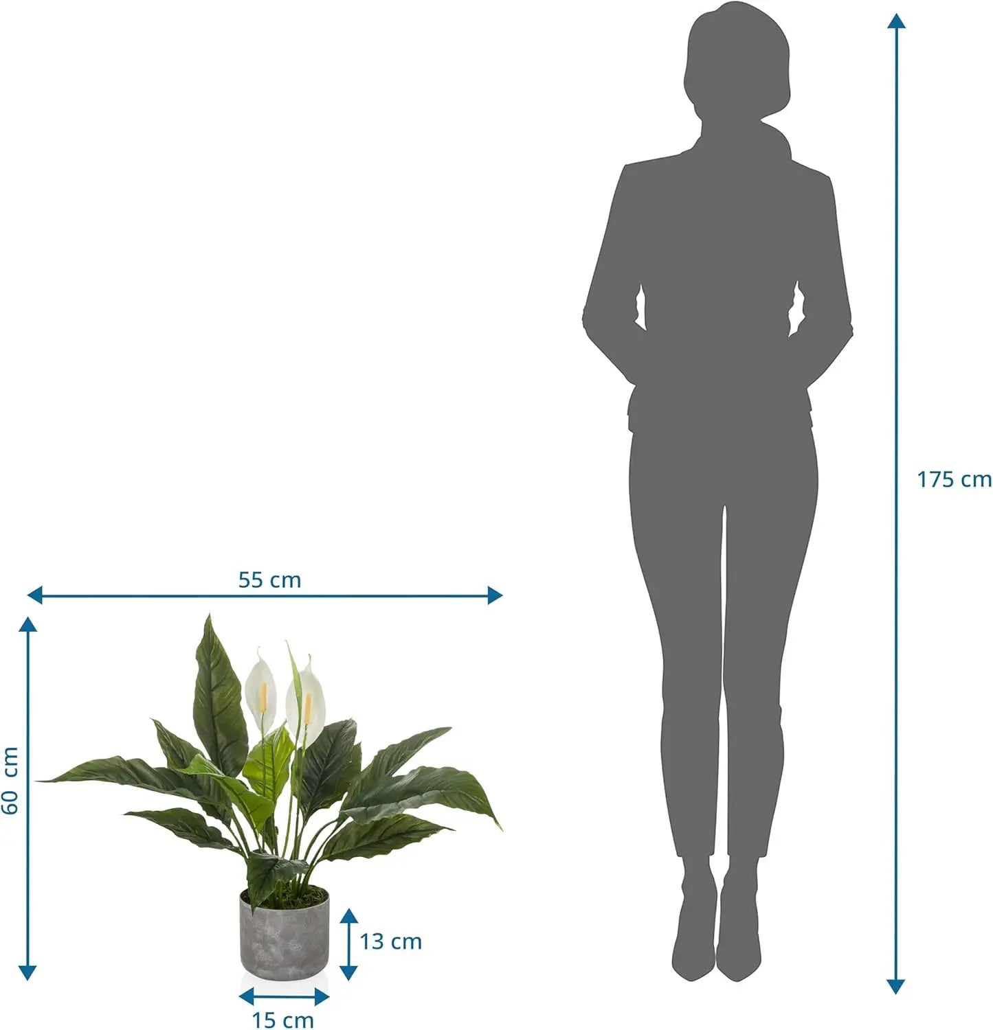 B-Ware Hjh Office Kunstpflanze Nachbildung Spathiphyllum 1 Grün Weiß Kunststoff 60x55cm - 4064323108580