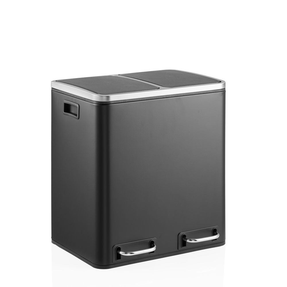 hjh OFFICE Mülleimer Abfalleimer Clean 9 schwarz Mülltrennung 2 x 15 Liter innen - 4064323108665
