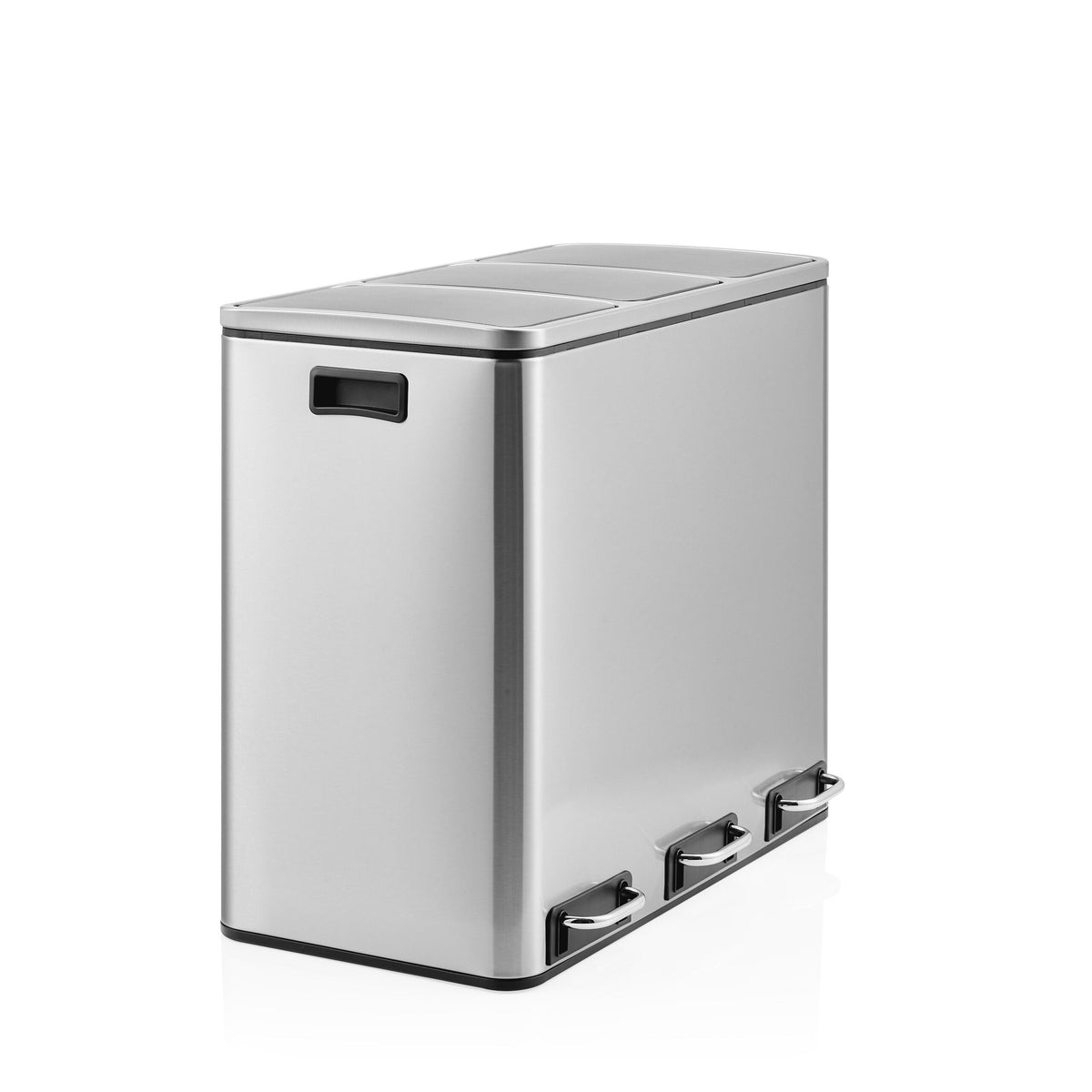 hjh OFFICE Abfallsammler Mülleimer Mülltrennsystem Metallbehälter silber 54 l - 4064323108719