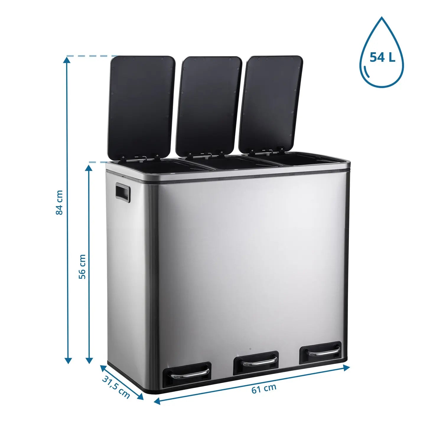 B-Ware Hjh Office Abfallsammler Mülleimer Mülltrennsystem Metallbehälter Silber 54 L - 4064323108719