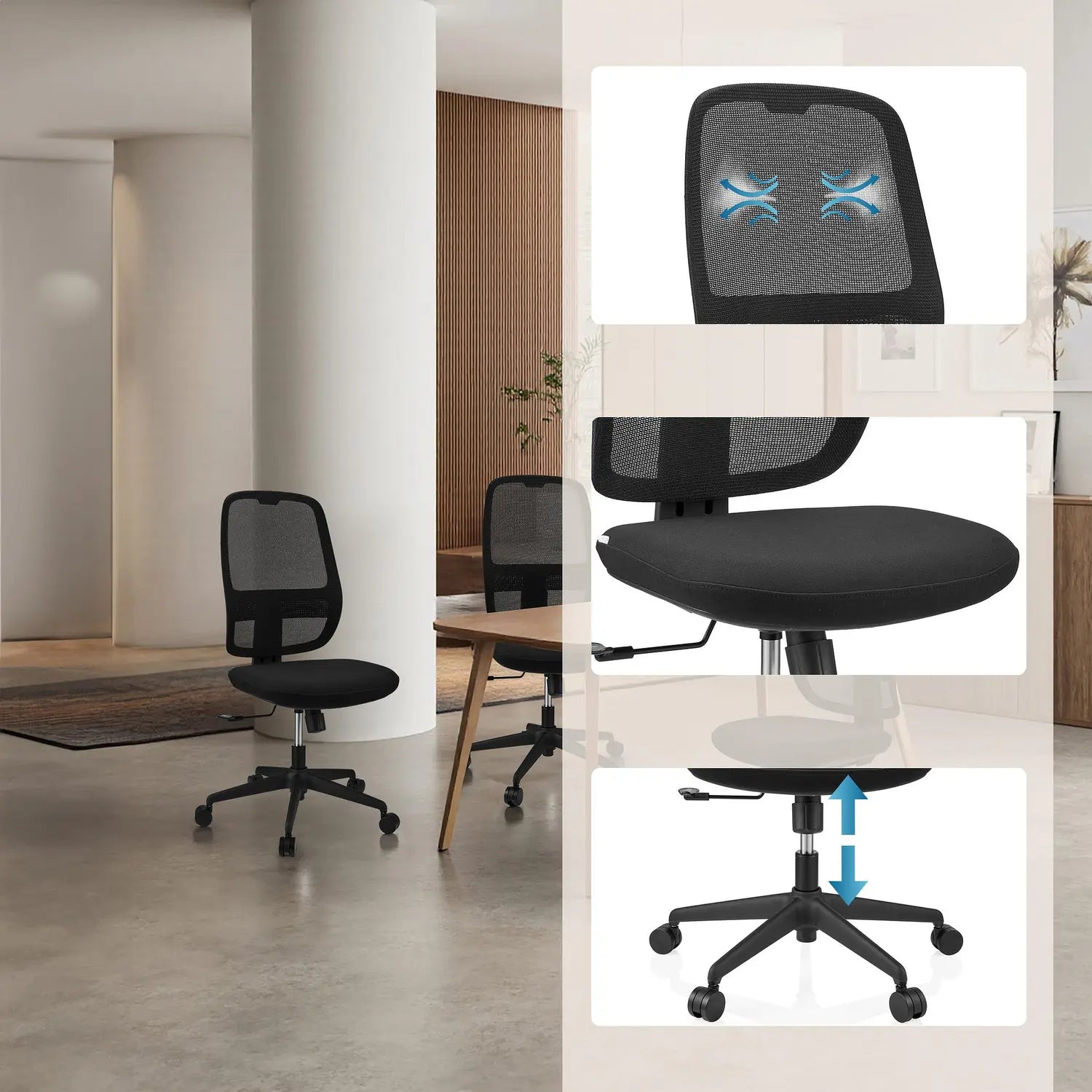 B-Ware Hjh Office Bürostuhl Drehstuhl Minoro B Netzstoff Schwarz Synchronmechanik Stuhl - 4064323108795