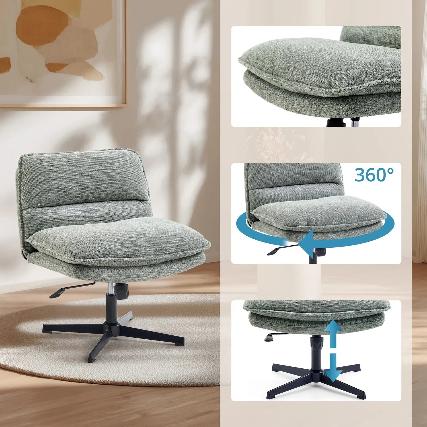 B-Ware Hjh Living Loungesessel Schneidersitzstuhl Criss Cross 20 Salbei Home Office - 4064323109433