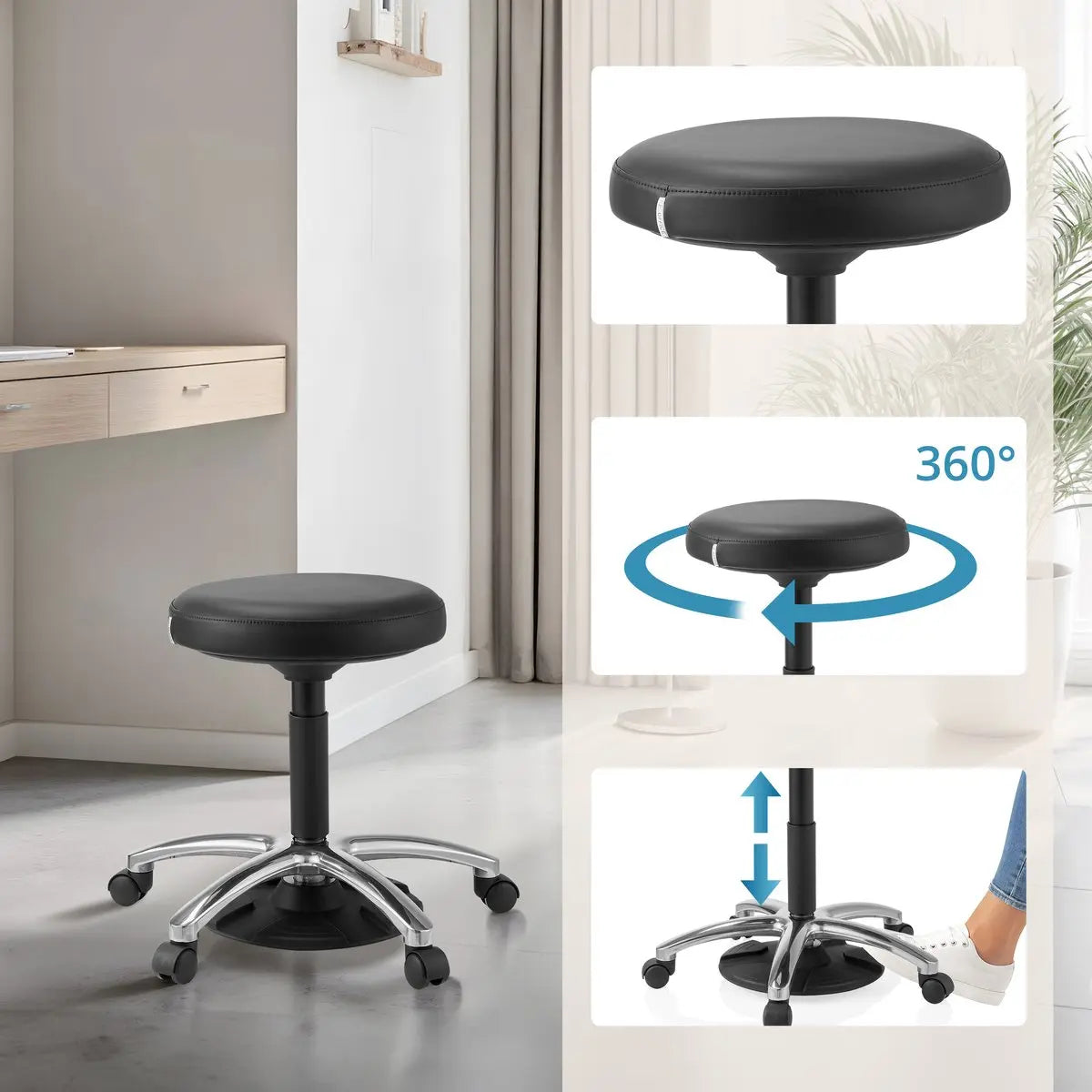 B-Ware Hjh Office Drehstuhl Hocker Sitz Operator Step Schwarz Arbeitsstuhl Praxis Labor - 4064323109464