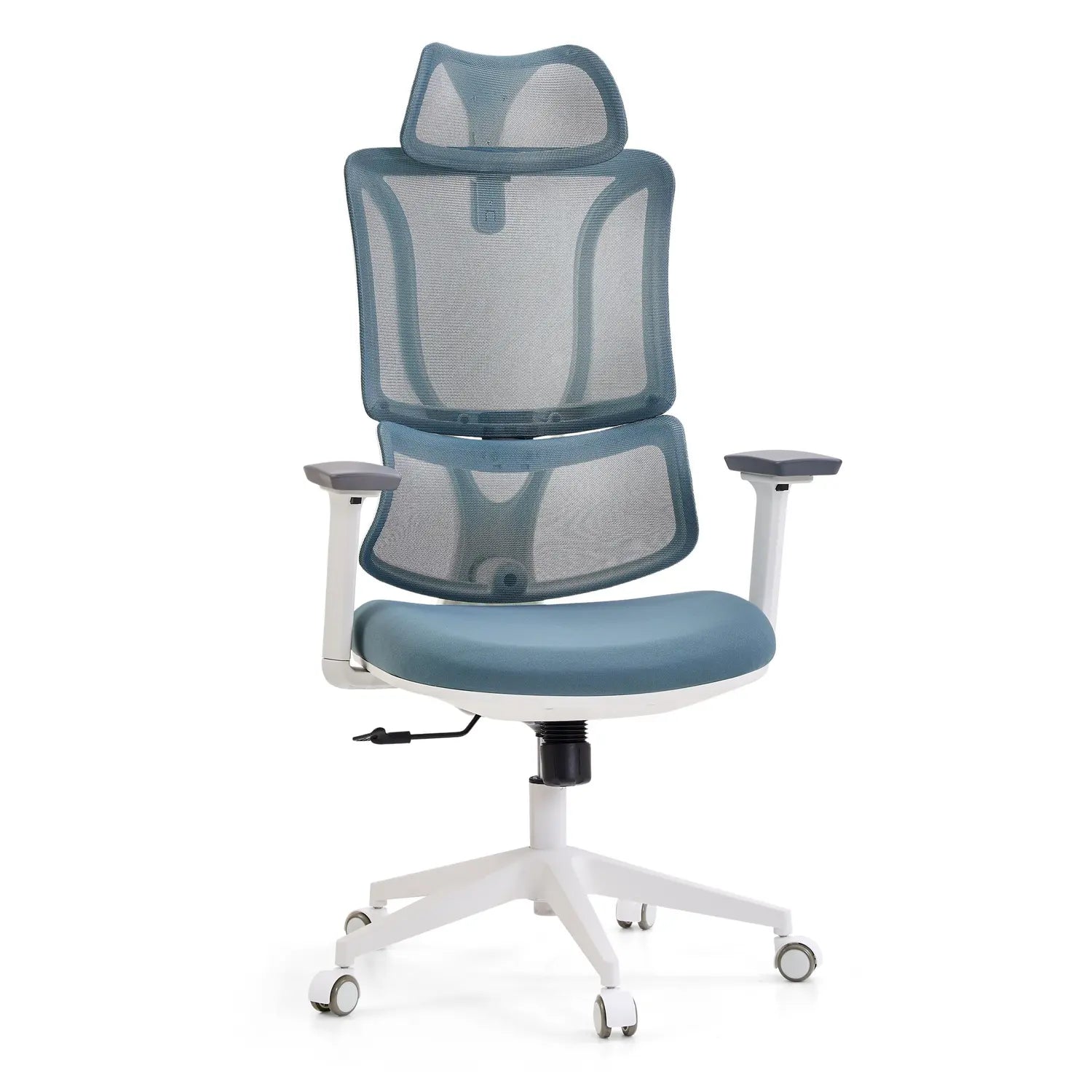 B-Ware My Buero Bürostuhl Drehstuhl Stuhl Ergomy W Netz Stoff Homeoffice Weiß Blau - 4064323130024