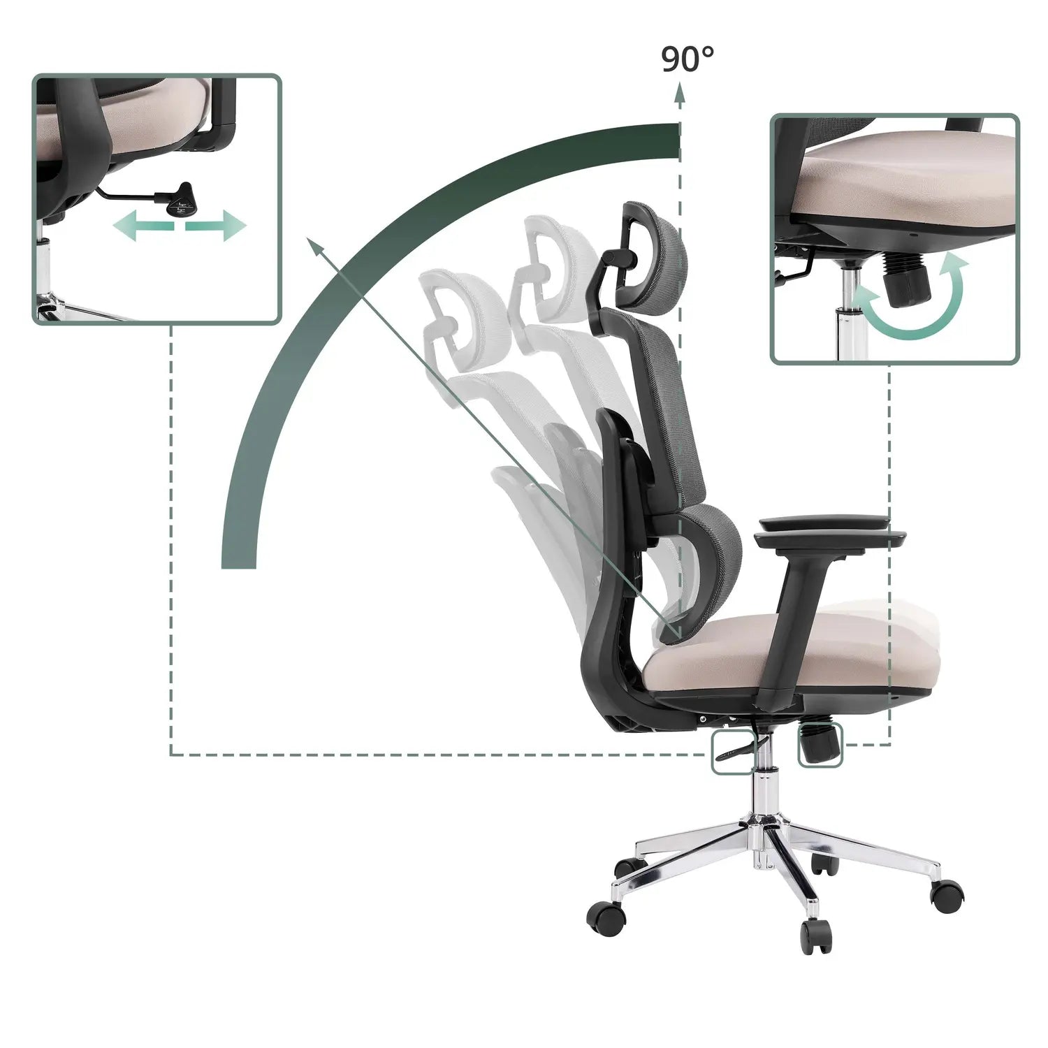 B-Ware Hjh Office Bürostuhl Drehstuhl Stuhl Ergomy Pro Stoff Armlehnen Dunkelgrau Beige - 4064323130079
