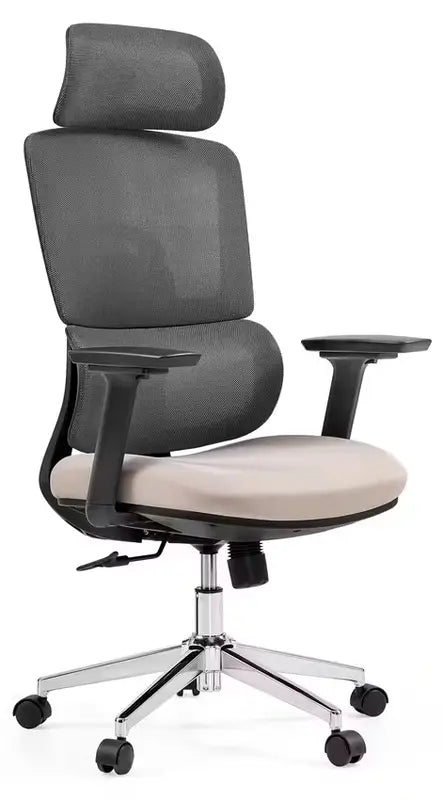 B-Ware Hjh Office Bürostuhl Drehstuhl Ergomy Pro Dunkelgrau Beige Höhenverstellbar - 4064323130086