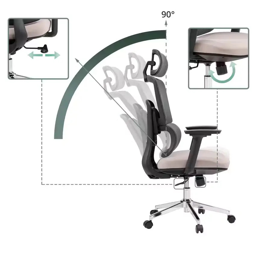 B-Ware Hjh Office Bürostuhl Drehstuhl Ergomy Pro Dunkelgrau Beige Höhenverstellbar - 4064323130086