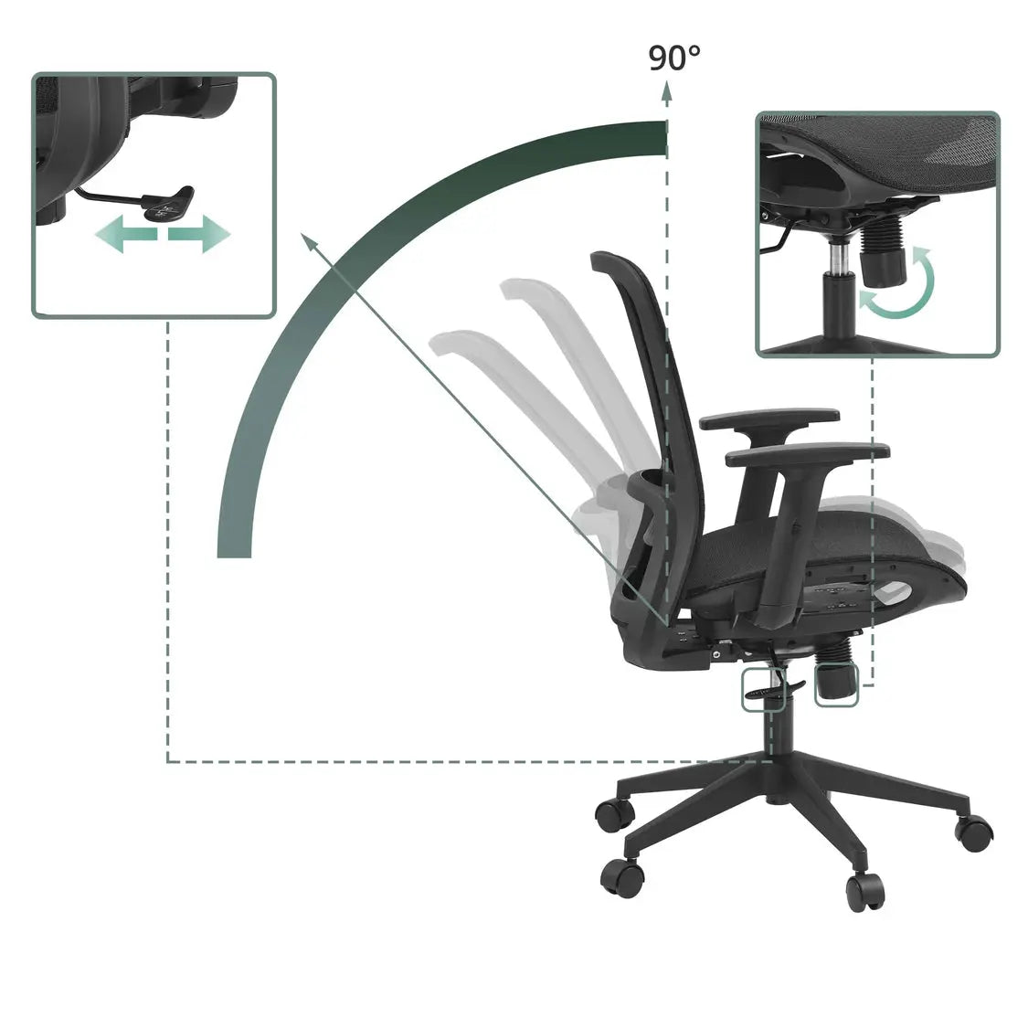 B-Ware My Buero Bürostuhl Drehstuhl Schreibtischstuhl Netz Air Port 2 Armlehnen Schwarz - 4064323130093