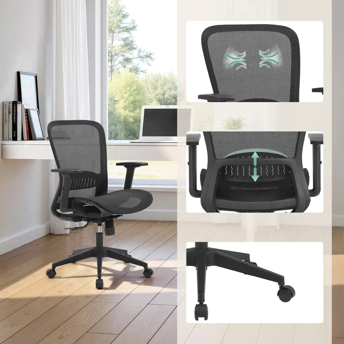 B-Ware My Buero Bürostuhl Drehstuhl Schreibtischstuhl Netz Air Port 2 Armlehnen Schwarz - 4064323130093