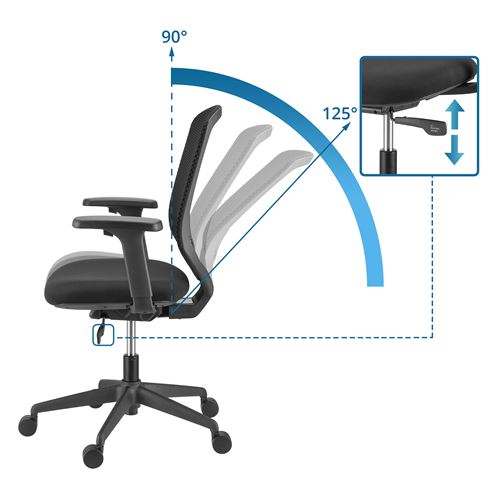 HJH OFFICE Bürostuhl Drehstuhl Schreibtischstuhl Delvia Schwarz Armlehnen - 4064323130628