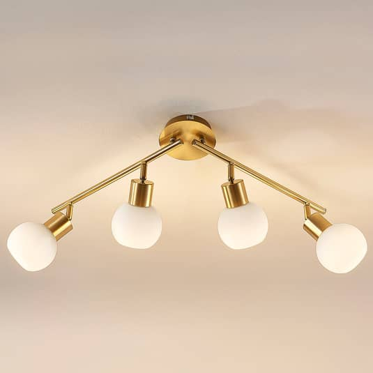 B-Ware Lindby Deckenleuchte Deckenlampe Elaina Messing Glas Opalglasschirme 4 Flam433