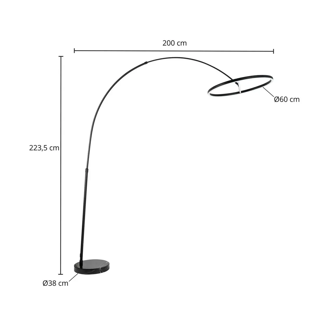 Lucande Virvera Led Bogenstehlampe Standleuchte Deko Stehleuchte Rund Schwarz544 B-Ware
