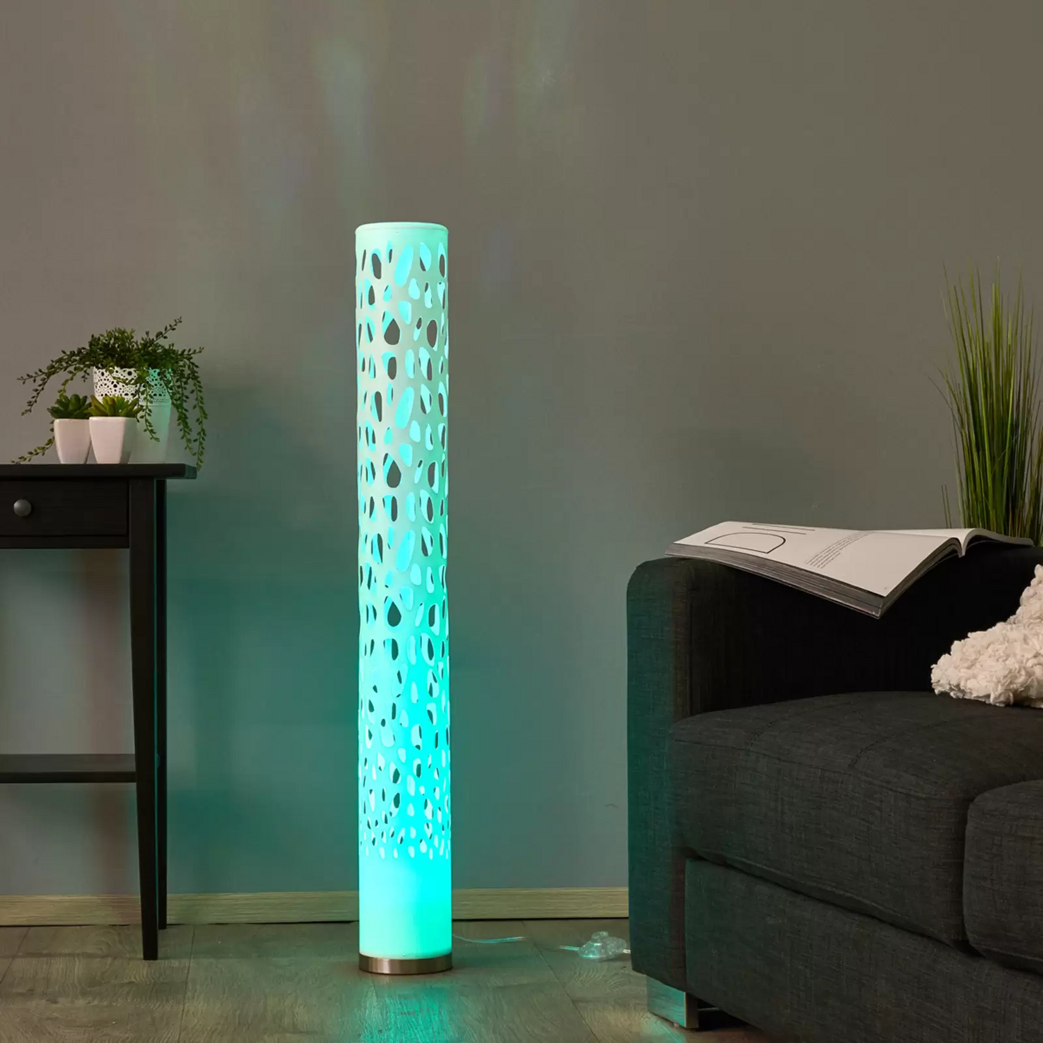 Lampadaire Elc Craig avec télécommande, blanc RGB 423 (produit de seconde main)