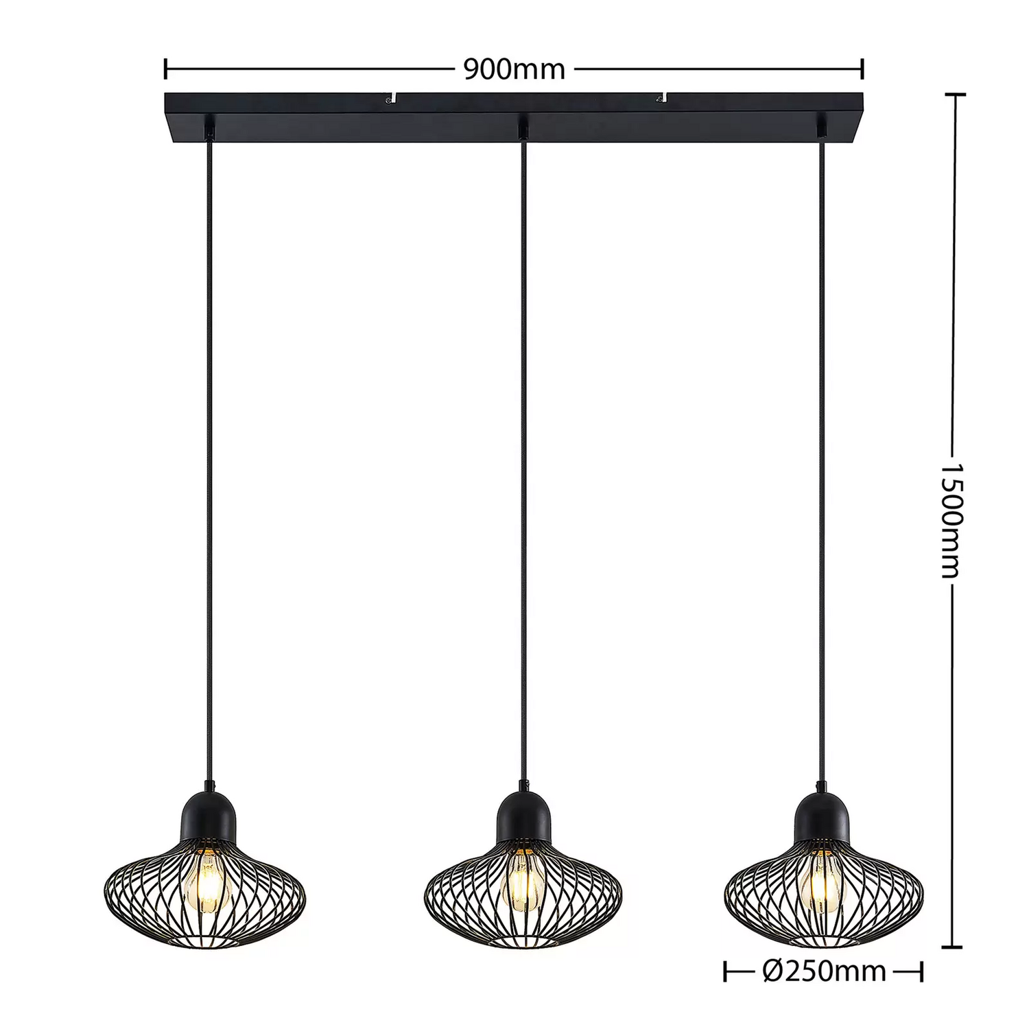 Lindby Justinos Hängeleuchte Dreiflammig Schwarz Hängelampe Lampe Leuchte E27 B-Ware - 4251911737257