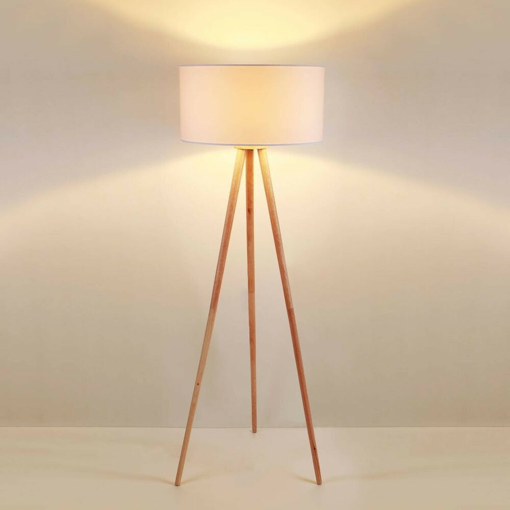 Lampadaire en tissu Lindby de qualité B, lampadaire Charlia, lampe sur pied, culot E27, hauteur H615