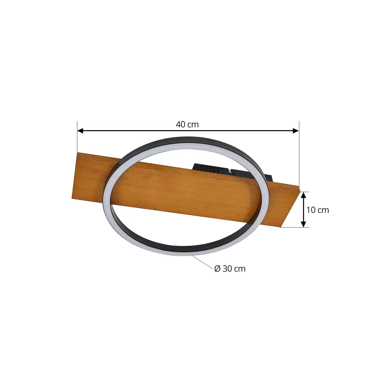 Lindby Deckenleuchte Lampe LED schwarz Holz dimmbar Galad 30 cm Leuchte - 4251911791662