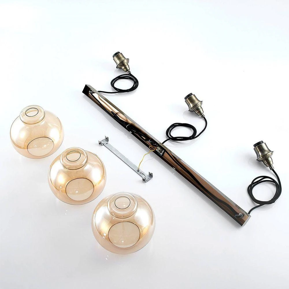 B-Ware Lindby Tymoni Glas Pendelleuchte Hängeleuchte Deckenlampe Lampe Amber 3 Flam302
