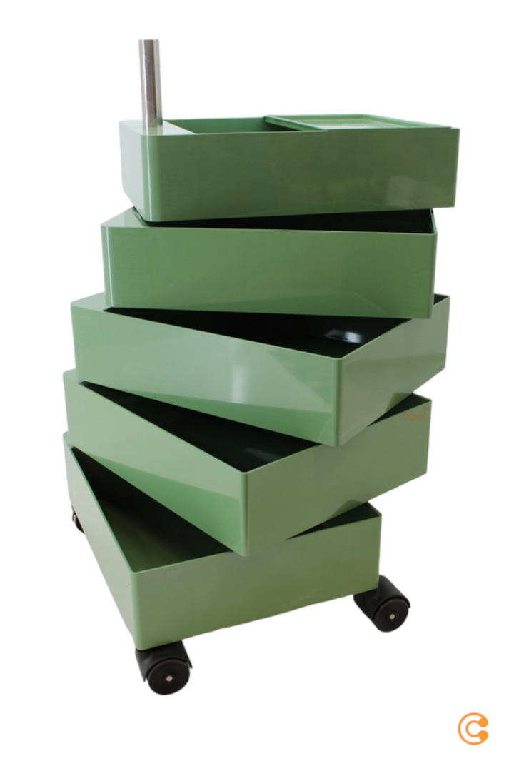 Magis 360° Container Rollcontainer Büro Schreibtisch Beistelltisch 5 Fächer grün