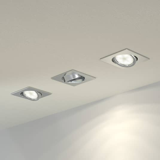 Lindby Chrom-Einbaulampen mit LEDs, Lampe Leuchte 4W Deckenlampe eckig 3er-0