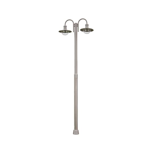 Lindby Edelstahl Mastleuchte Damion Gartenlampe Wegelicht E27 Mit 2 Leuchtköpfen B-Ware