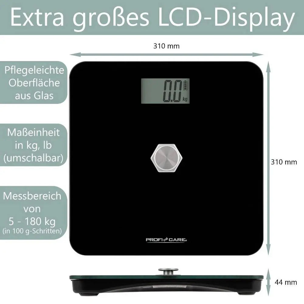 B-Ware Profi Care Personenwaage Körperwaage Kinetische Glasoberfläche Schwarz Lcd Pw3112 - 4211125741105