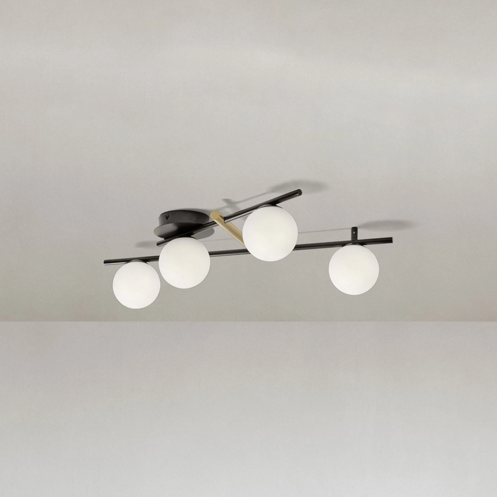 miloox by Sforzin Deckenleuchte Kika Leuchte 4-flammig schwarz/weiß Metall Glas