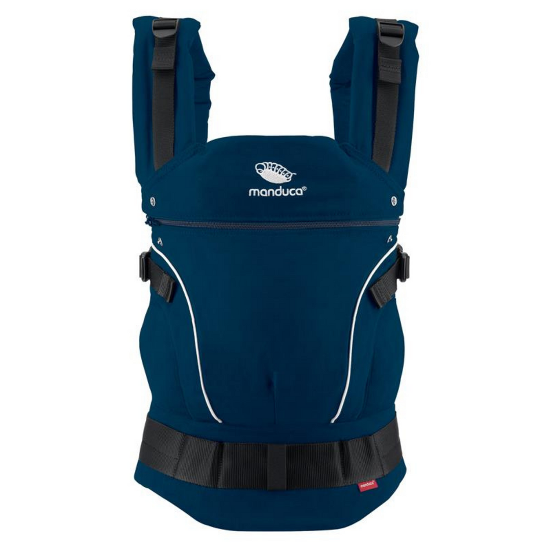 Manduca First Babytrage Tragesystem Babytragehilfe Bio Baumwolle Navy B-Ware