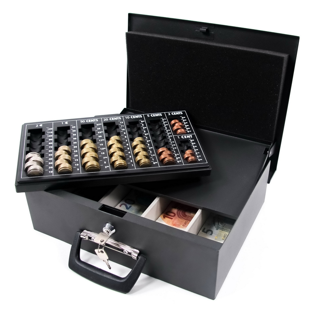 Hjh Office Geldkassette Kasse Safe Schwarz Münzzählbrett Siehe Text/Foto B-Ware - 4251084672294
