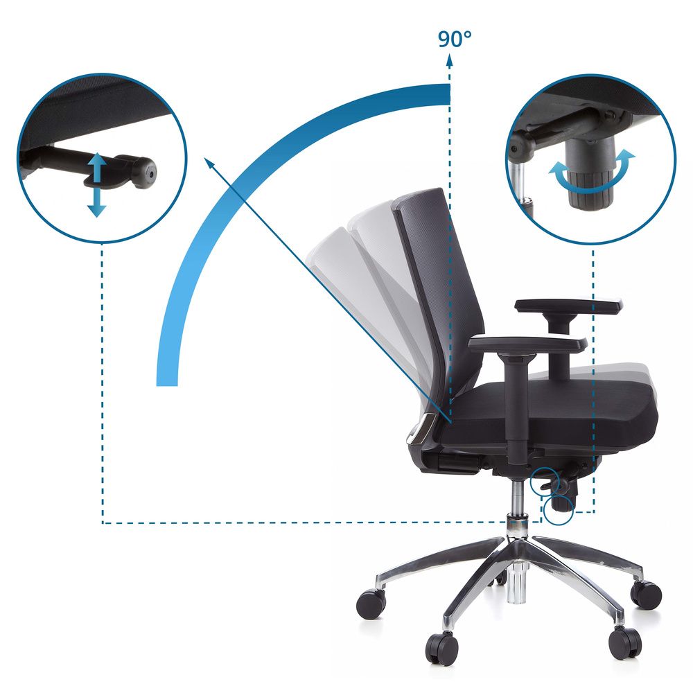 hjh OFFICE Bürostuhl Chefsessel PORTO PRO Drehstuhl Schreibtisch Stoff schwarz - 4260182550632