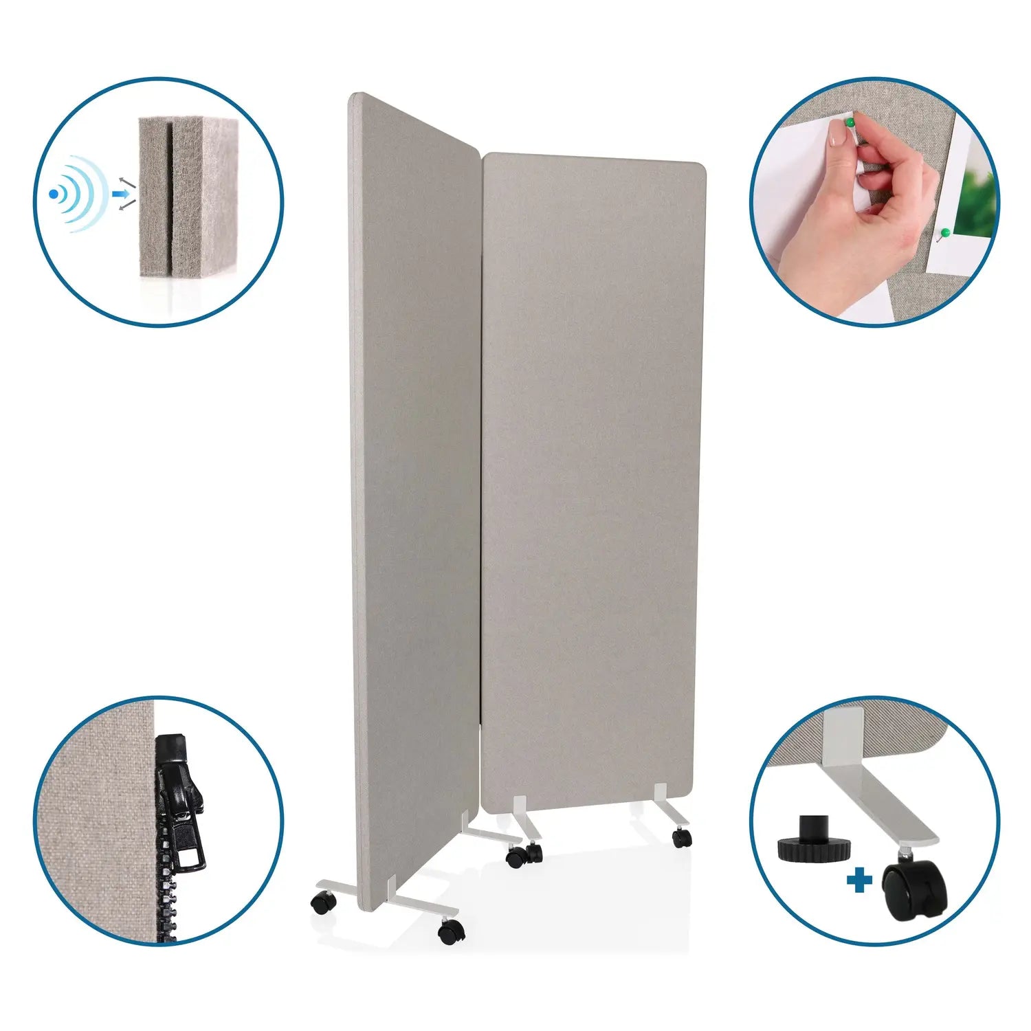 B-Ware Hjh Office Trennwand Raumteiler Flexmiut 1 Büro Akustik Wand Stellwand Grau 2er - 4251084677787
