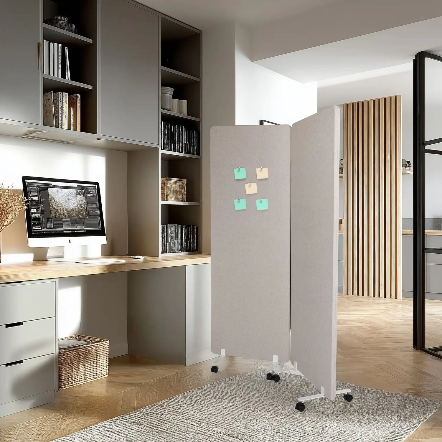 B-Ware Hjh Office Trennwand Raumteiler Flexmiut 1 Büro Akustik Wand Stellwand Grau 2er - 4251084677787