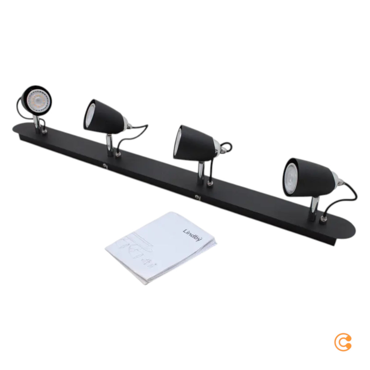 Lindby Deckenstrahler Deckenlampe Strahler Schwarz 4-flammig Wohnbereich - 4251096545852