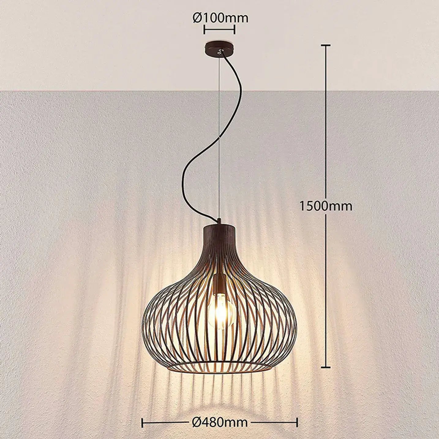 B-Ware Lindby Frances Hängeleuchte Hängeleuchte Lampe Leuchte Braun 1 Fl. ø 48 Cm E27