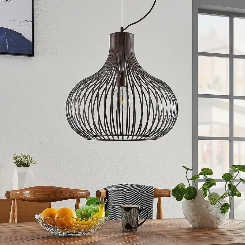 B-Ware Lindby Frances Hängeleuchte Hängeleuchte Lampe Leuchte Braun 1 Fl. ø 48 Cm E27