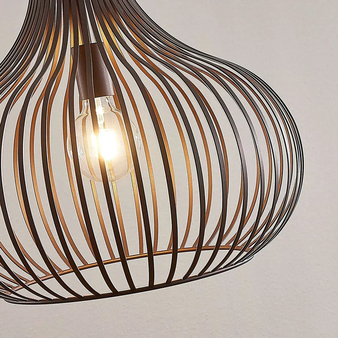 B-Ware Lindby Frances Hängeleuchte Hängeleuchte Lampe Leuchte Braun 1 Fl. ø 48 Cm E27