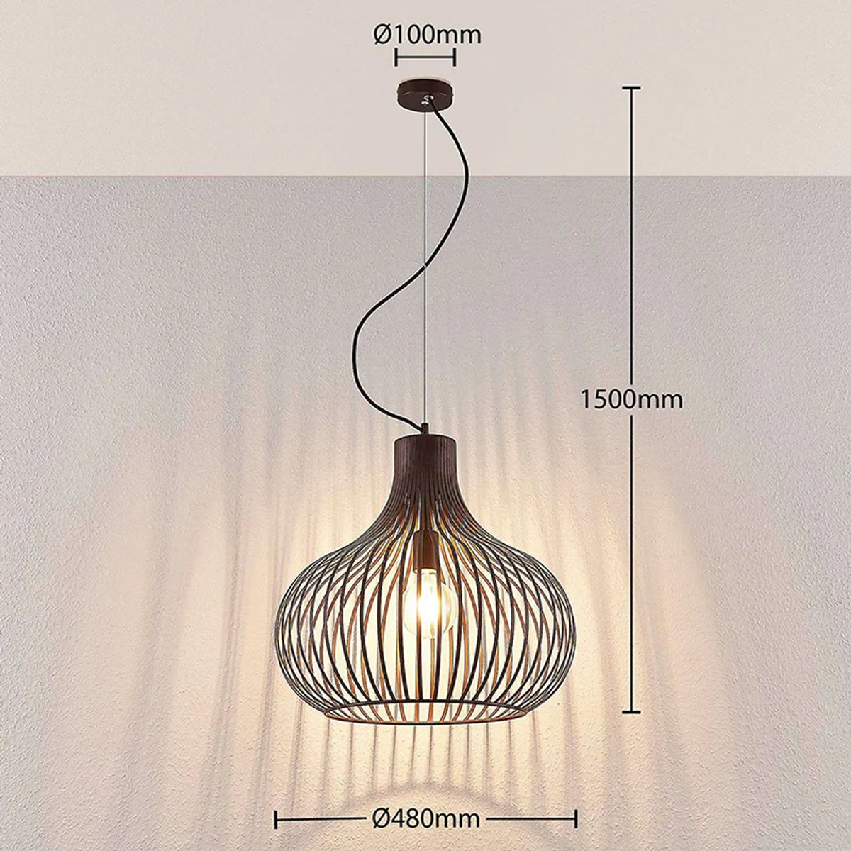 Lindby Frances Hängeleuchte Hängeleuchte Lampe Leuchte braun 1-fl. Ø 48 cm 117 - 4251096551686