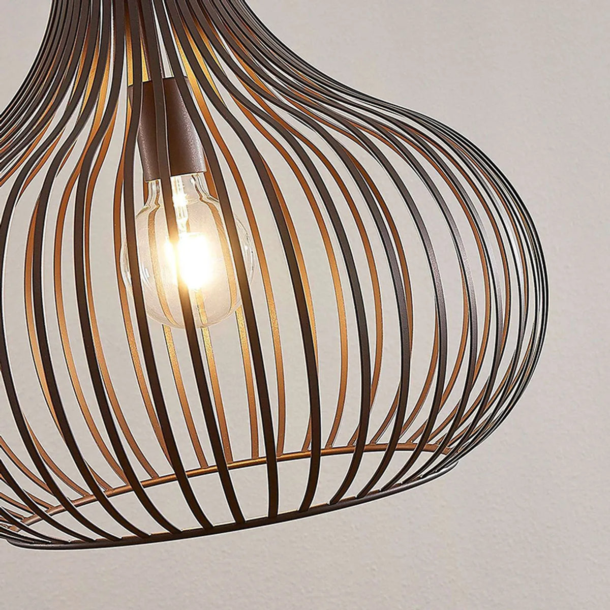 Lindby Frances Hängeleuchte Hängeleuchte Lampe Leuchte braun 1-fl. Ø 48 cm 117 - 4251096551686